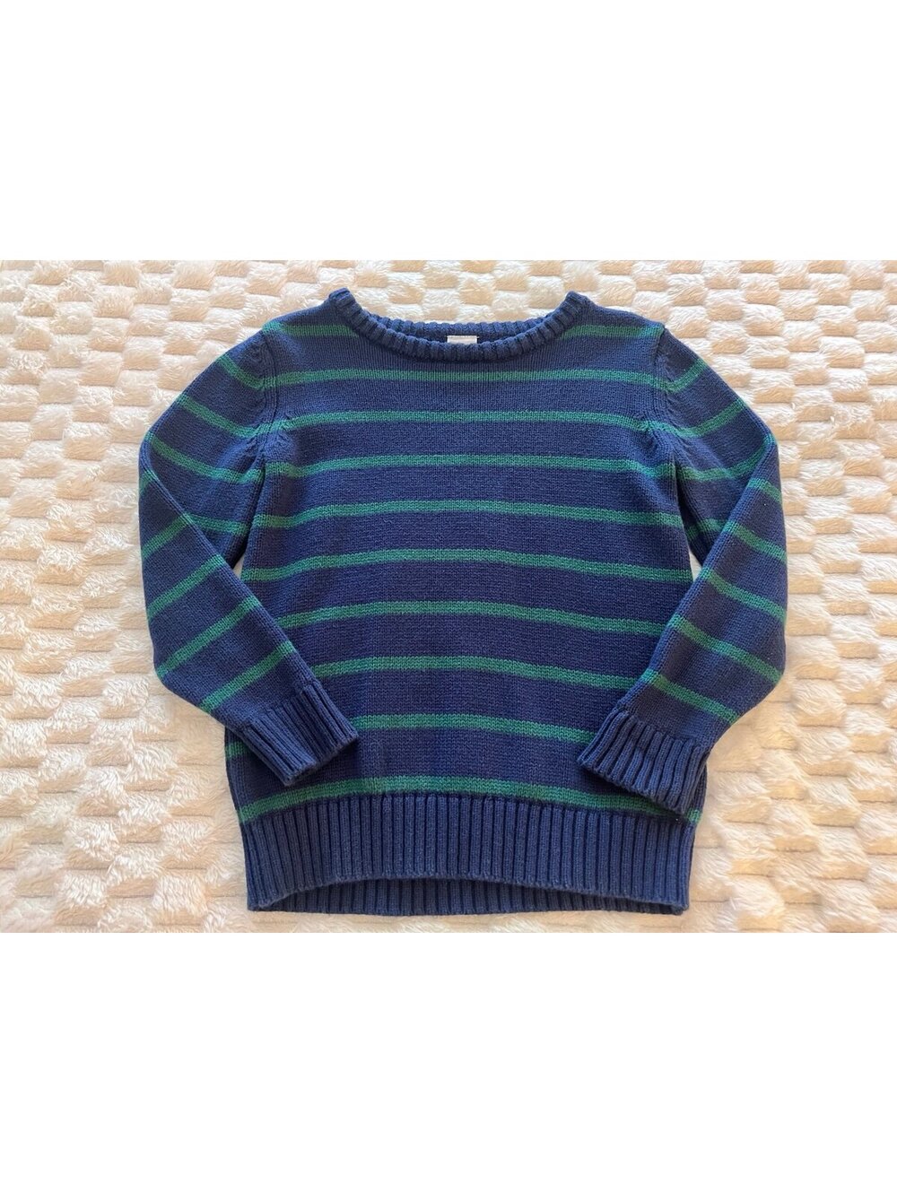 Carter’s Toddler Boys Sweater, Crew Neck Navy & Green Striped Sweater (3T)